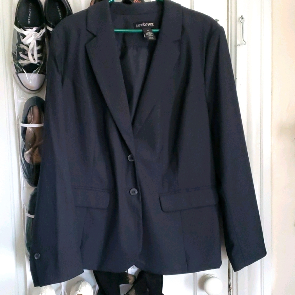 Navy pinstripe blazer